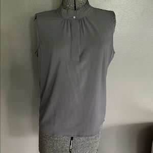 Calvin Klein Gray Mandarin Collar Blouse